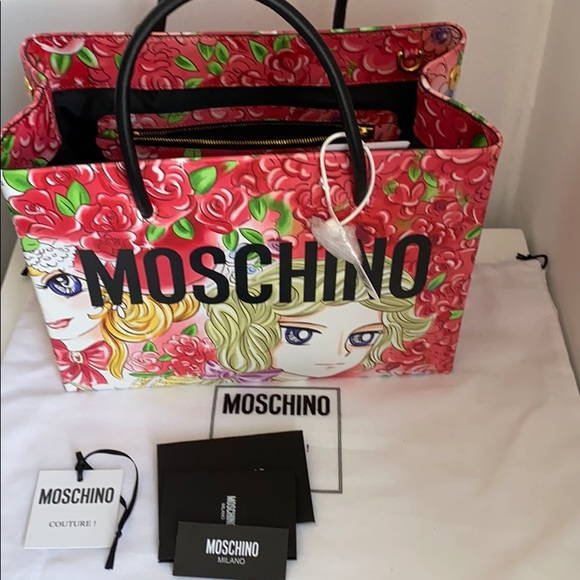 💯 Authentic Moschino Couture Red Leather Tote Bag - Picture 14 of 17
